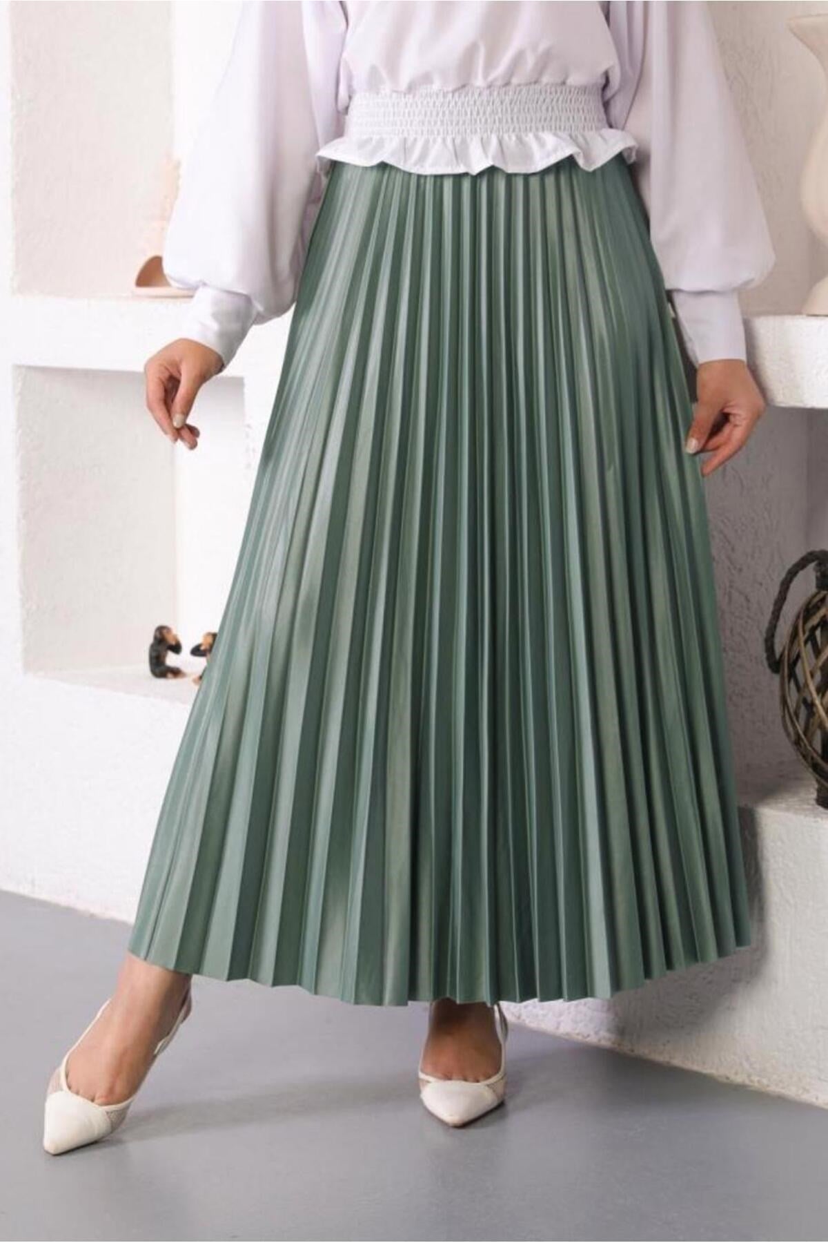 Women's Black Pillow Waist Elastic Skirt T 8354 23yetktr8354