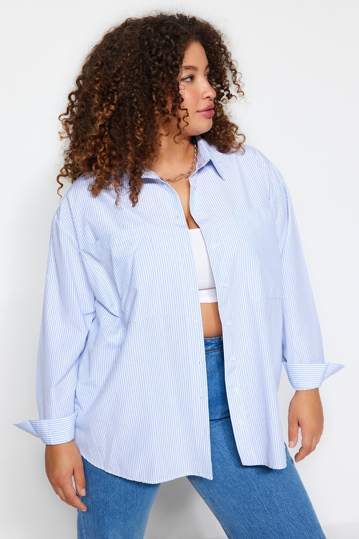 Blue Striped Poplin Shirt Tbbaw24ax00001