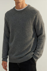 Limited Edition Beige Mens Regular Fit Crew Neck Woolen Basic Knitwear Sweater Tmnaw24kz00058