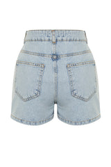 Light Blue Mini Denim Shorts Skirt Twoss23sr00190