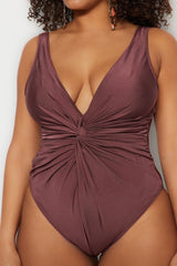 Brown Knot Detailed Swimsuit Tbbss23am00005