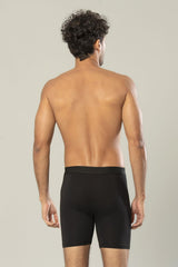 Virtue Black Cotton Elastane Long Boxer 1416