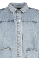 Boyfriend Denim Jacket With Light Blue Pockets Tbbss23ag00000