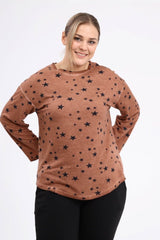 Star Printed Oil Wash Sweat-khaki Sea-sw2111