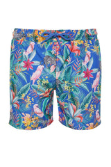 Navy Blue Men's Standard Size Floral Patterned Swimsuit Marine Shorts Tmnss23ds00023