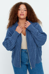 Indigo Zipper Knit Cardigan Tbbaw23av00051