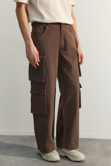 Brown Men's Premium Baggy Cargo Pants Tmnss23pl00036