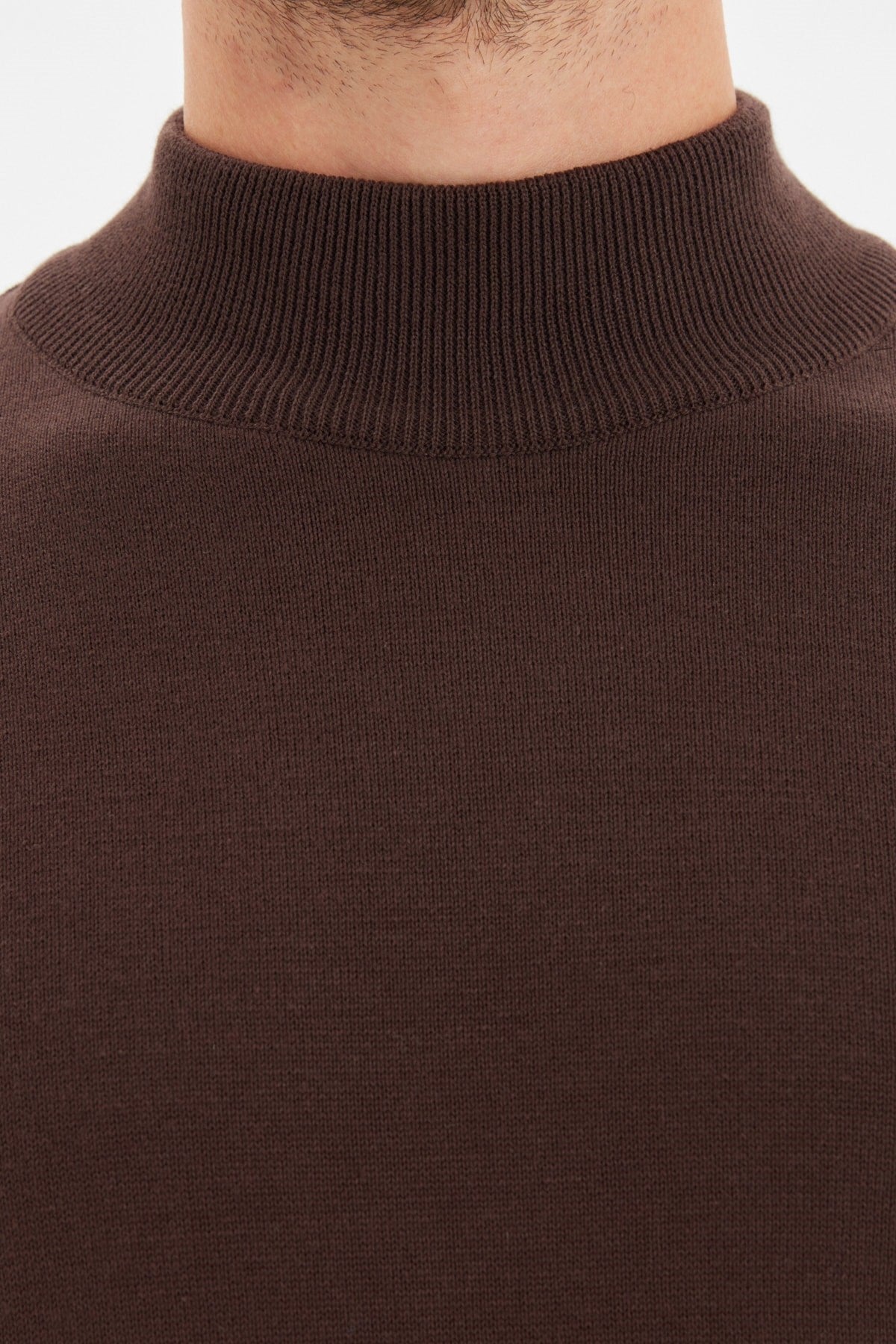 Black Mens Slim Fit Half Turtleneck 100% Cotton Basic Sweater Tmnaw22kz1293