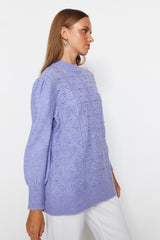 Lilac Open/perforated Soft Textured Knitwear Sweater Tctaw24ak00164