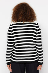 Black Striped Knitwear Cardigan Tbbaw24av00011