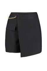 Black Chain Double-breasted Woven Shorts Skirt Twoaw23sr00067