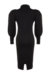 Black Sleeve Detailed Knitwear Dress Tbbaw24ah00000