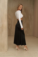 Andrea White Satin Skirt 2158