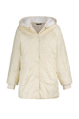 Beige Oversize Hooded Water Repellent Quilted Coat Twoaw22mo0024