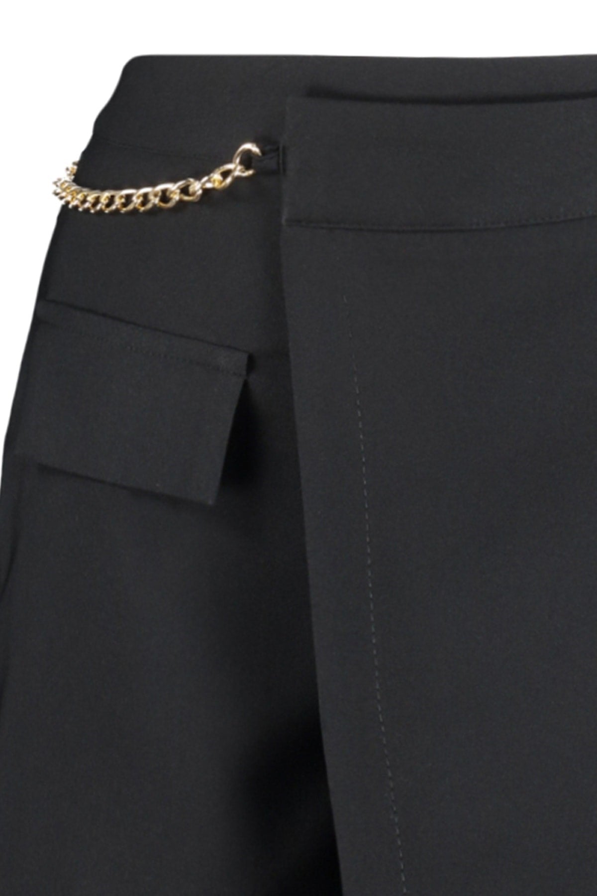 Black Chain Double-breasted Woven Shorts Skirt Twoaw23sr00067