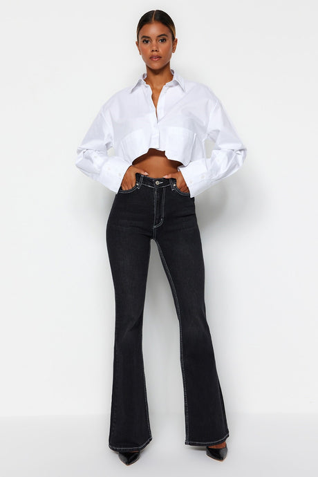 Black High Waist Flare Jeans Twoss22je0460