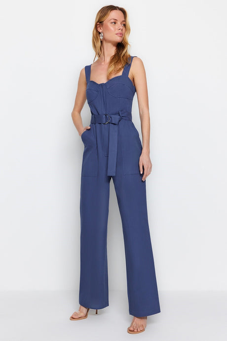 Indigo Tie Detailed Jumpsuit Twoss23tu00143