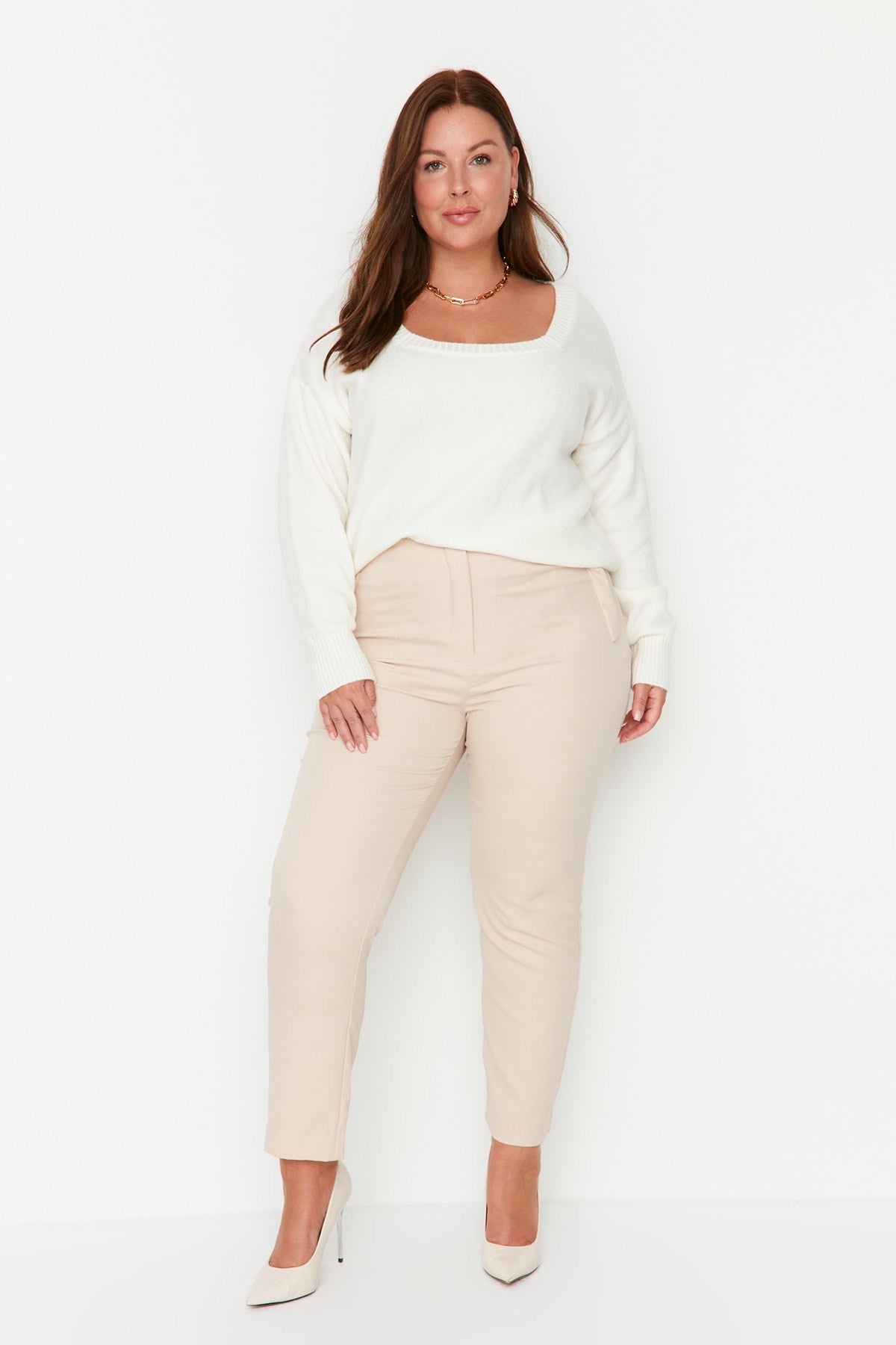 Beige Cigarette Woven Pants Tbbaw23ar00015