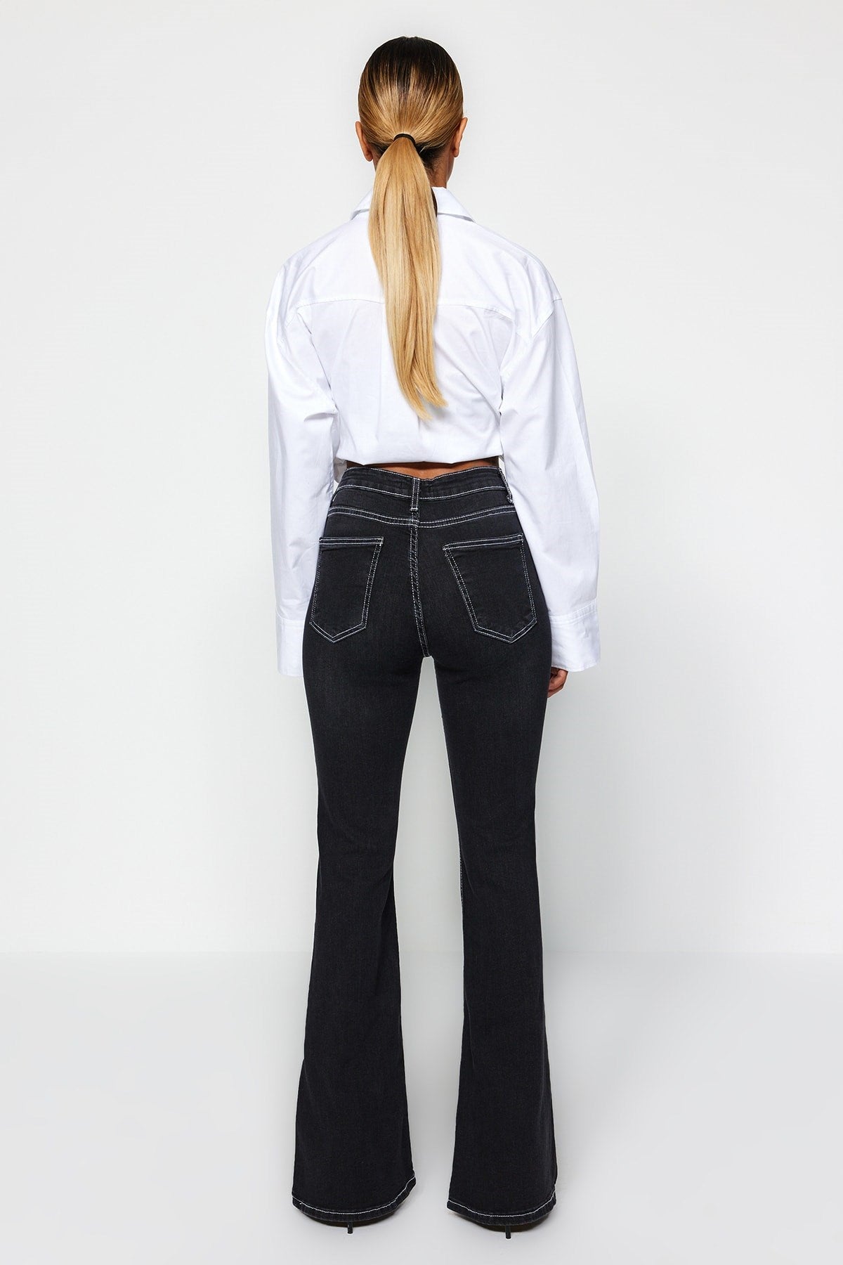 Black High Waist Flare Jeans Twoss22je0460