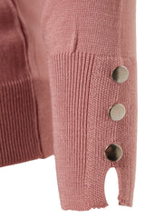 Red V Neck Button Detailed Knitwear Sweater Tbbaw23an00043