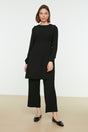 Black Eyelet Drawstring Detailed Aerobin Tunic-pants Suit Tctaw22us0092