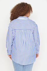 Blue Striped Oversize Woven Shirt Tbbaw23ax00022