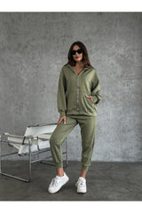 Khaki Zipper Double Suit 4024