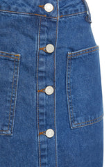 Light Blue Double Pockets High Waist Denim Denim Skirt Tctss23ee00002