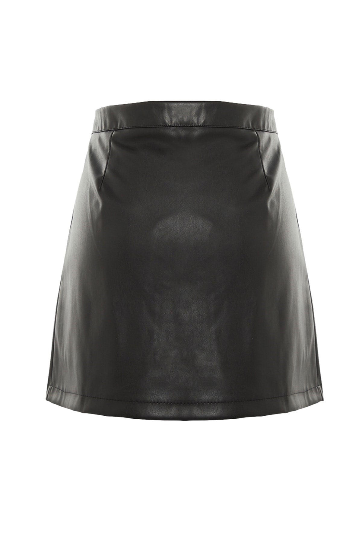 Black Zipper Faux Leather Woven Shorts Skirt Twoaw23sr00010