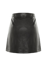 Black Zipper Faux Leather Woven Shorts Skirt Twoaw23sr00010