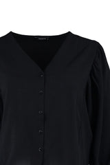 Black V Neck Aeorobin Woven Shirt Tbbaw23ax00045