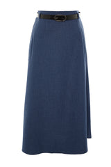 Indigo Waist Belt Woven Skirt Tctaw23ee00014