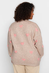 Ecru Heart Pattern Knitwear Cardigan Tbbaw24av00006