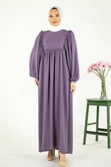 Rose Front And Back Square Robes Ruffle Draped Lilac Burkini Dress 5454 T23el3m5454