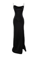 Long Evening Evening Gown Dress With Black Lining Knitted Glitter Accessory Tprss19ut0102