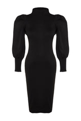 Black Sleeve Detailed Knitwear Dress Tbbaw24ah00000