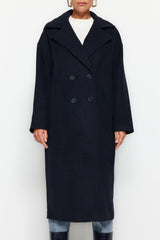 Anthracite Oversize Wide Cut Long Woolen Cashmere Coat Twoaw21kb0038