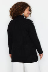 Black Sewing Detailed Knitwear Sweater Tbbaw24an00096