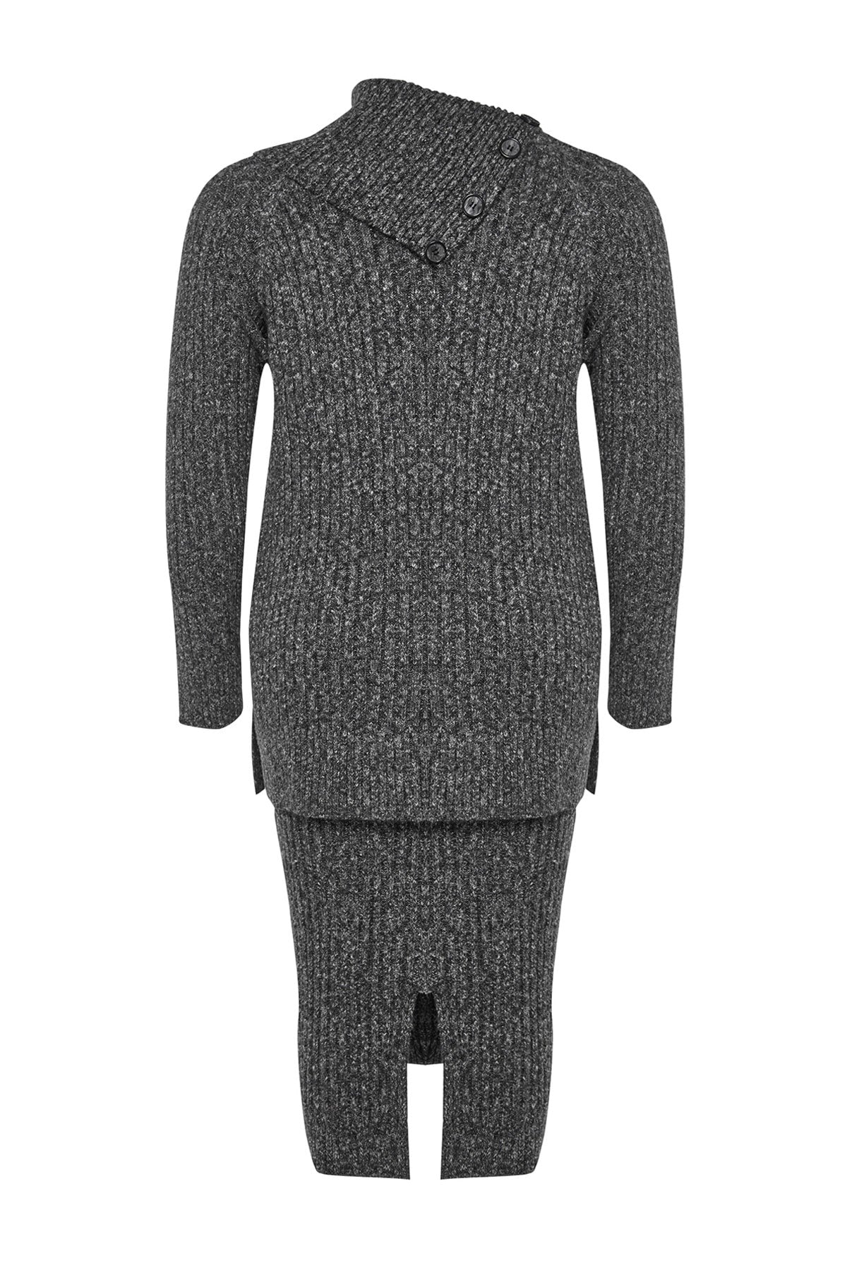 Anthracite Collar Detailed Slit Knitwear Bottom Suit Tbbaw24cp00006