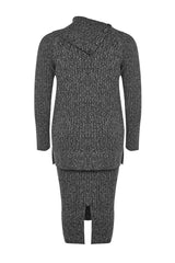 Anthracite Collar Detailed Slit Knitwear Bottom Suit Tbbaw24cp00006