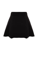 Black Woven Pleated Detailed Shorts Skirt Twoaw24sr00000