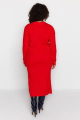 Red Polo Neck Knitwear Dress Tbbaw23ah00002