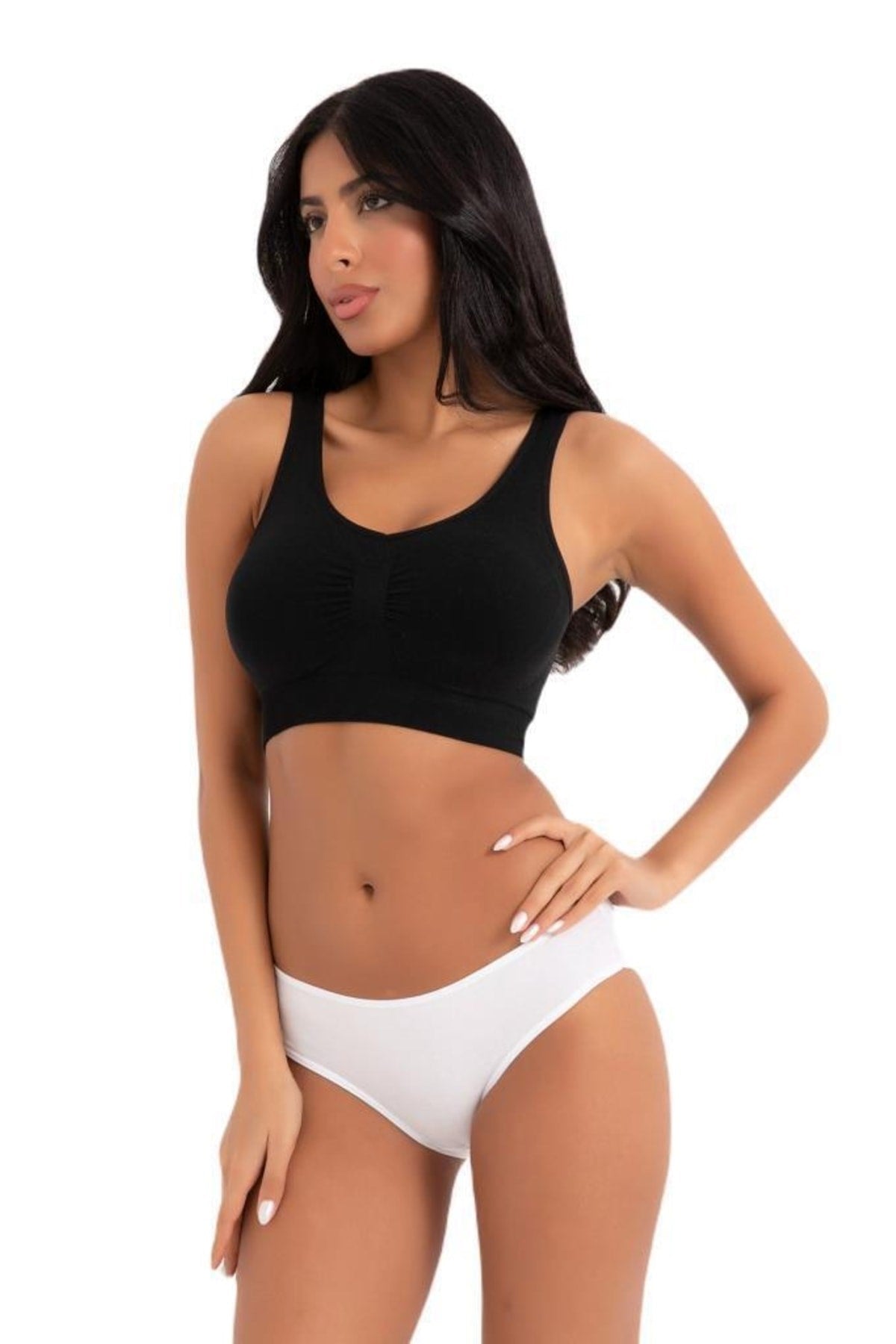 (10pcs) Compact Combed Cotton Elastane High Waist Classic Slip Bikini Women Panties 2057 Alm2057-10