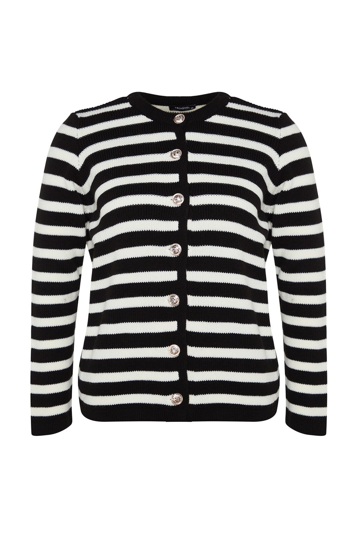 Black Striped Knitwear Cardigan Tbbaw24av00011