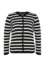 Black Striped Knitwear Cardigan Tbbaw24av00011