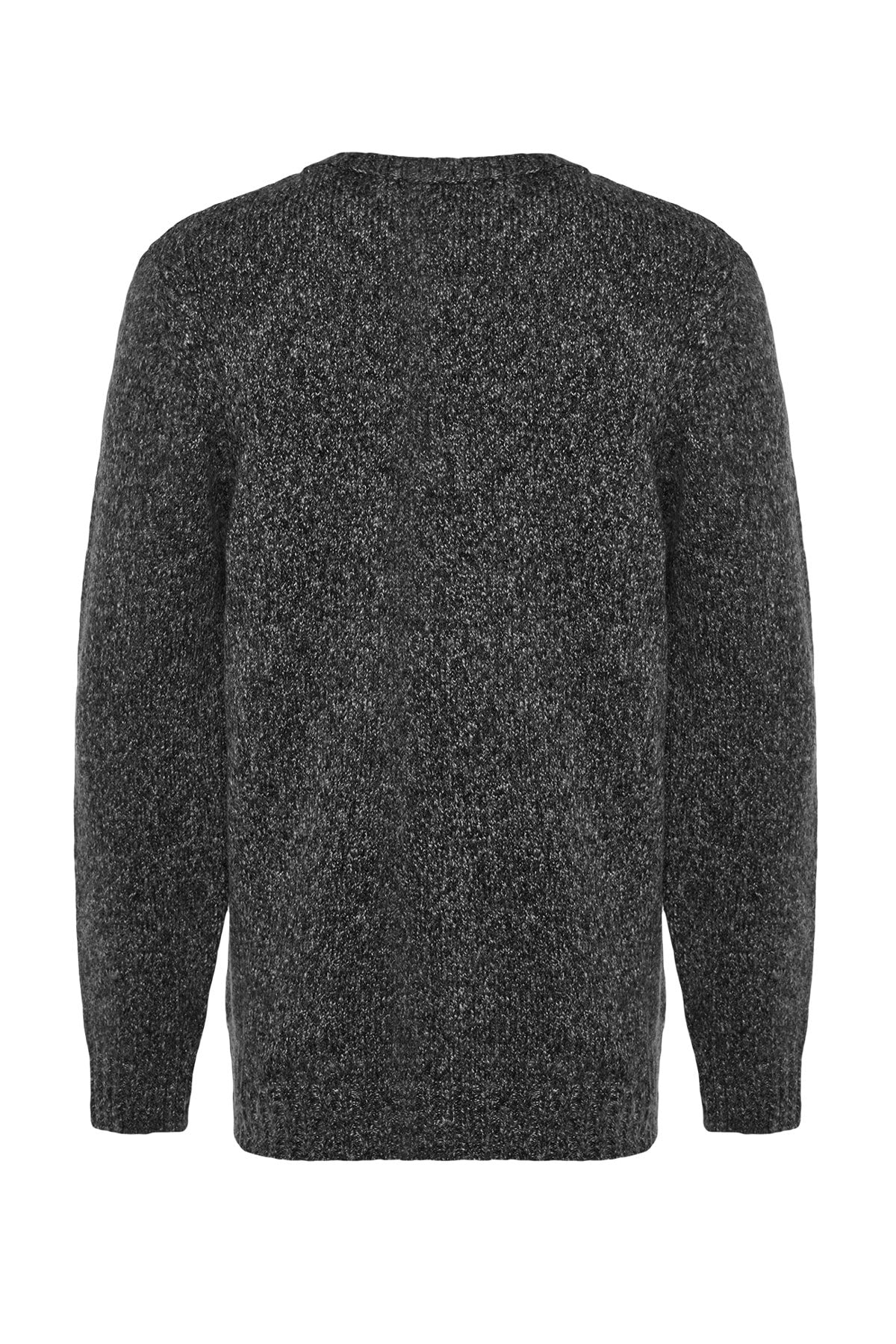 Anthracite Unisex Regular Fit Crew Neck Tag Detailed Soft Knitwear Sweater Tmnaw24kz00050