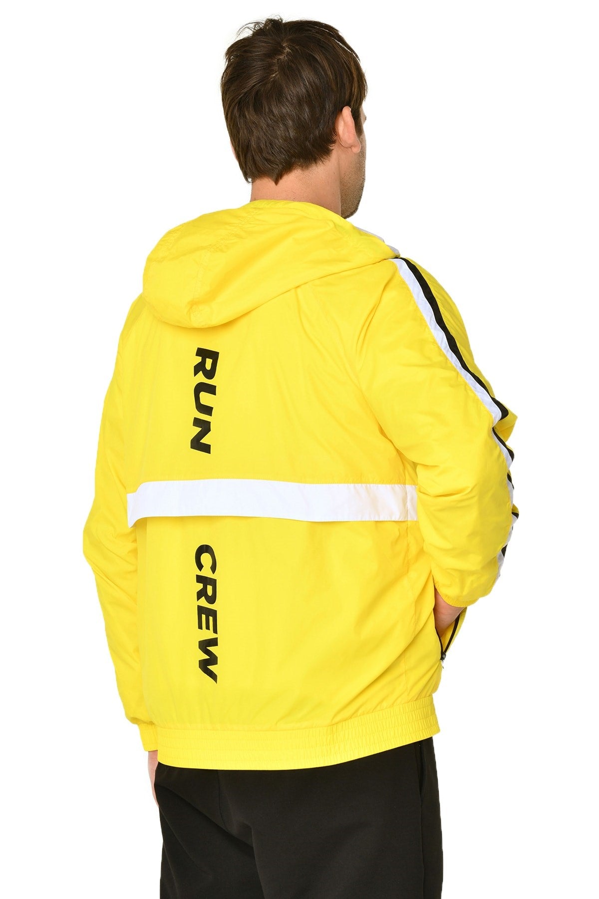 Men's Yellow Hooded Pocket Zipper Casual And Sport Solid Color Tracksuit Top Slim Coat 8406 Tb21ml06