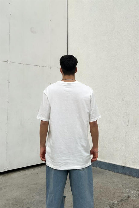 Immortal Back Printed White Oversize T-shirt Flaw-067-005-011