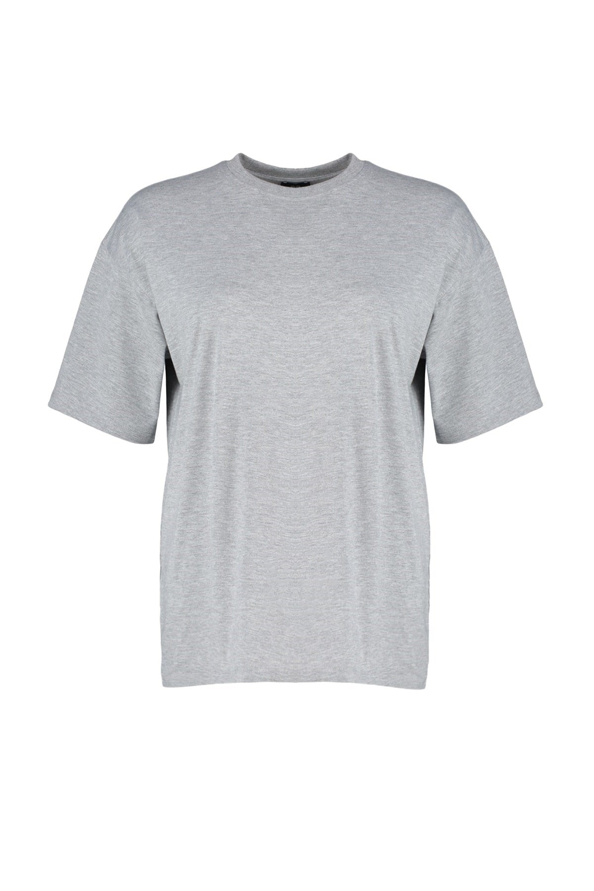 Grey Melange Premium Oversize/wide Pattern Crew Neck Knitted T-shirt Twoss23ts00040