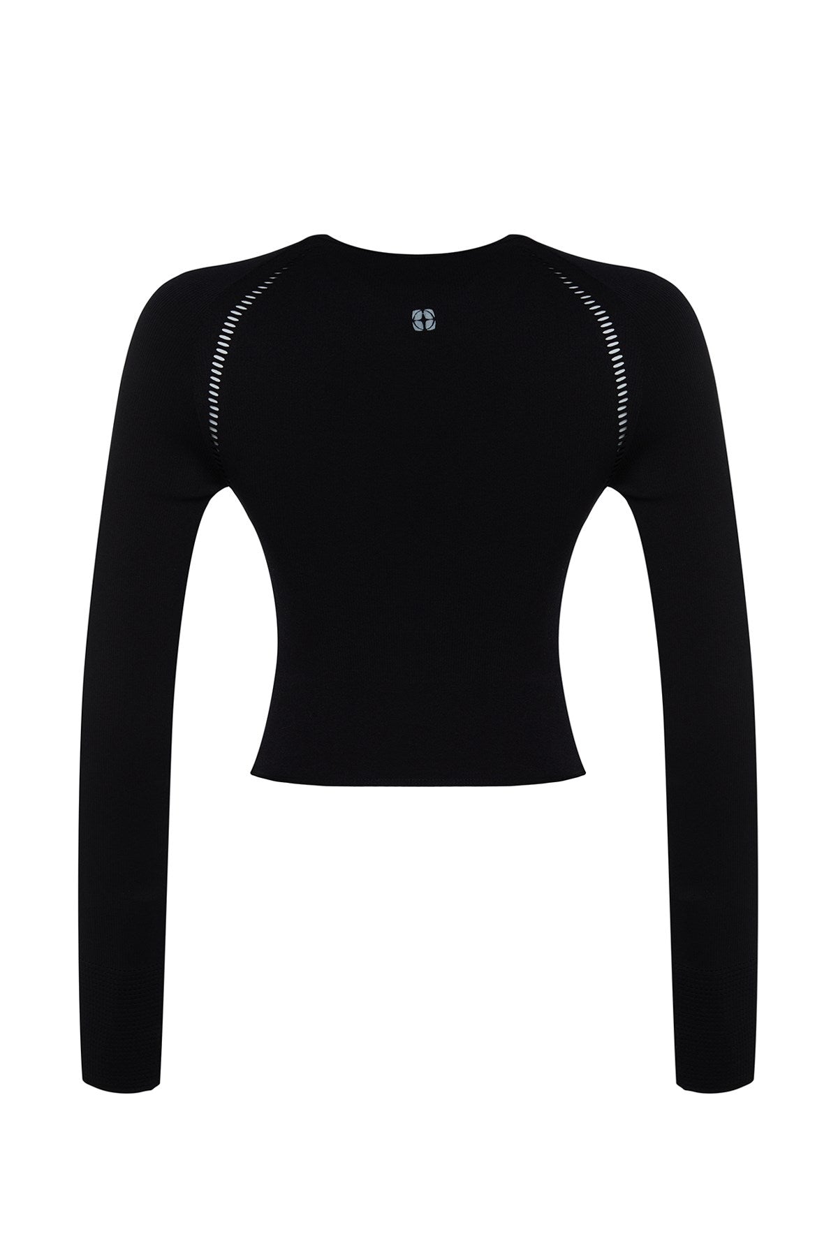 Black Seamless/seamless Crop Thumb Hole And Window/cut Out Detailed Sports Blouse Thmaw24bz00019